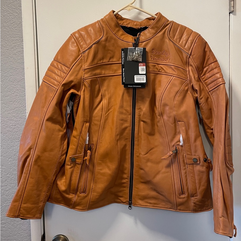 Harley-Davidson Brown Leather Motorcycle Jacket with Quilted Padding